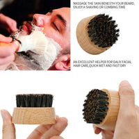 Engrave your logo-Beech Wood beard care brush round wood handle boar bristle brushes for men beard grooming