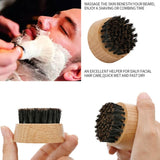 Engrave your logo-Beech Wood beard care brush round wood handle boar bristle brushes for men beard grooming