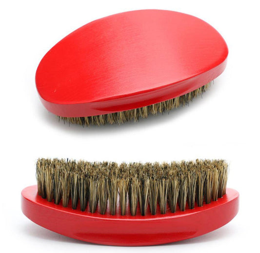 360 Men Wood handle boar bristle beard brush elliptic surface Black Great Bend Curved brush