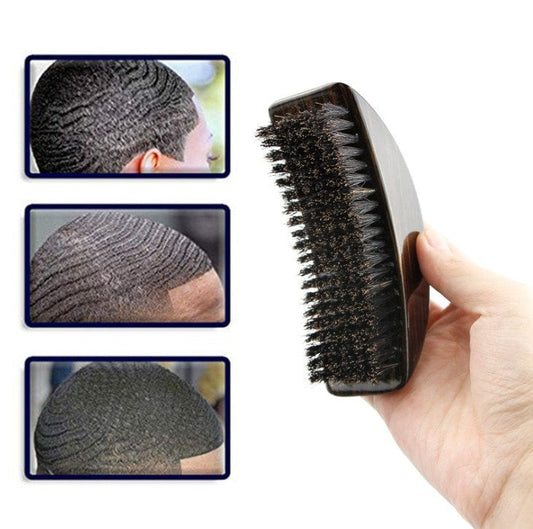 Customize Logo-New Design Beard Brush boar bristle brush moon shape wave beard care brush Men grooming tool