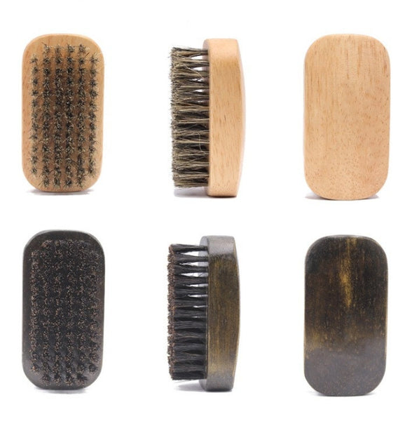 Engrave your logo- Men Wood handle boar bristle beard brush small square brush beard care comb hair brush