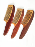 Engrave Logo-Red Wood Comb Beard Comb With Handle Comb Hair Brush Massage Comb