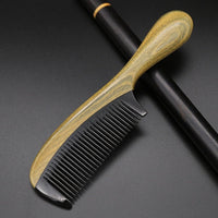 Engrave Logo-Greensandalwood+Ox Horn Combs For Men Beard care comb Women Hair comb beard brush hair brush round handle