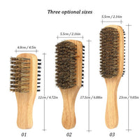 Customize Logo-Double Sides Design Solid wood Handle Boar Bristle Brush For Men Beard Care Makeup Grooming