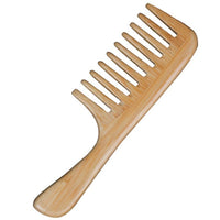 Handmade Bamboo Wood Comb Wide Tooth Comb With Handle For Hair/Beard Makeup Engrave Logo