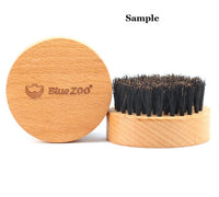 Engrave your logo-Beech wood beard care brush round wood handle boar bristle brushes for men beard grooming