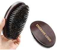 Customize Logo-360 Wave brush Beech Wood Handle Boar Bristle Brush For Men Beard Care Makeup Grooming