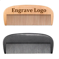 Customize Logo-Peach wood Comb Square Fine Tooth Comb For Hair/Beard Beard Comb