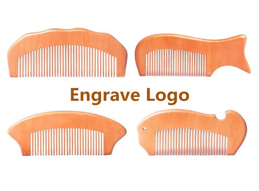 Customize Logo-Peach wood Comb Fine Tooth Comb For Hair/Beard Beard Comb