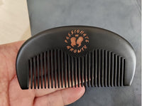 Engraved Customized LOGO-Black Wooden Combs with Leather Case Wood Hair Comb Beard Comb For Gentelment