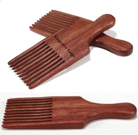 Customize logo-Red Wooden Comb Wide Tooth Comb Afro Comb Beard Care Comb Fork Combs Pick Combs for men grooming