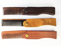 Customize Logo-HIGH QUALITY Sandalwood Comb Folding Pocket Size Comb Beard Care comb hair brush beard brush