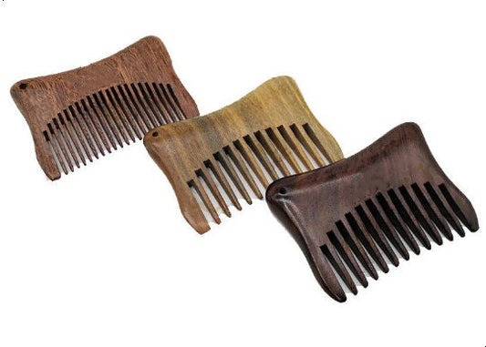 Customize Logo- 20pcs Premium Mini Wooden Combs Wide Tooth Black Sandalwood Wood Hair Comb Beard Comb for Men 8*5.3cm