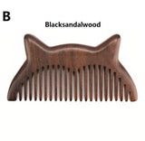 Engrave Logo-Green Sandalwood Comb Cat Shaped Wood Comb for Head Hair Facial Hair Beard Wooden Comb