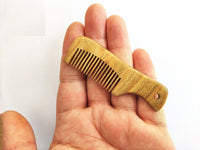 Super Mini Greensandal Wood Comb With Handle Beard Comb Pocket Size 7.5x2.5cm