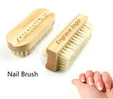 Engrave your logo- Wood handle boar bristle nail brush hand wash brush wooden nail cleaning tool