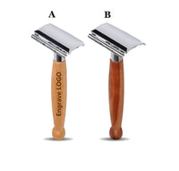 Engrave Logo-Beech Wood Handle Metal Head Razor retro razor For Men Beard Grooming