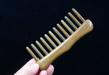 Engrave Logo-New Kind GreensandalWood Comb Wide Tooth Comb With Handle For Hair/Beard Makeup