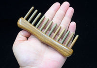 Engrave Logo-New Kind GreensandalWood Comb Wide Tooth Comb With Handle For Hair/Beard Makeup