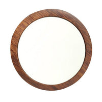 Engrave Logo-Blackgoldensandalwood wood handle mirror round mini mirror travel size mirror makeup tool