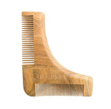 Customized Logo-Beard Shaping Tool Wood Facial Bristles Shaper Template Comb Fine and Coarse Green SandalWood Men Grooming Tool