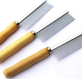 Engrave Logo-Pet Comb Wooden Handle steel tooth comb for dog and cat care brush