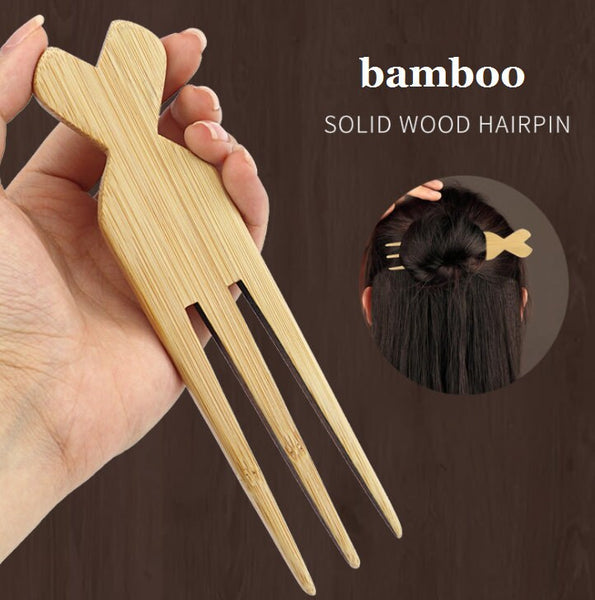 Engrave Logo-Handmade Bamboo Wood Hairpin Comb Fork Comb Picks Comb For Hair Makeup