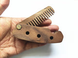 Engrave Logo-Black walnut Folding combs Wide Tooth for hair for beard care brush