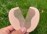 Customize Logo-Pink Color Peach Wood Comb Fine Tooth Comb Pocket Size Comb hair brush makeup tool