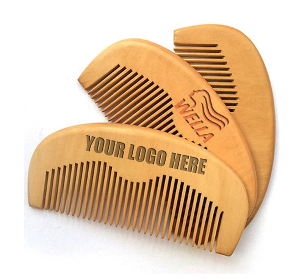 Customize Logo-Peach Wood Comb Fine Tooth Beard Comb Pocket Size Comb Beard brush hair brush makeup tool