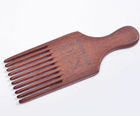 Customize logo-Red Wooden Comb Wide Tooth Comb Afro Comb Beard Care Comb Fork Combs Pick Combs for men grooming