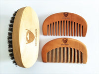Boar Bristle Brush&Peach Wood Combs with bag Beard Care Sets for gentlemen gift
