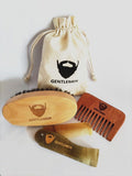 Boar Bristle Brush&Peach Wood Combs ox horn folding comb with bag Beard Care Sets for gentlemen gifts