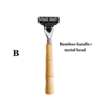 Engrave Logo-Beech Wood bamboo Handle Metal Head Razor retro razor For Men Beard Grooming