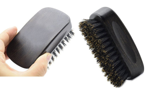 Customize Your Logo-Square Black Wood Handle Boar Bristle Beard Brush For Men Beard Care Makeup Hair brush beard comb