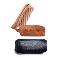 Handmade goldensandalwood combs folding comb for men beard care brush with PU case