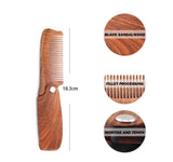 Handmade goldensandalwood combs folding comb for men beard care brush with PU case