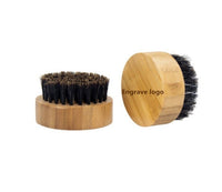 Laser engrave logo-Round Bamboo handle boar brislte beard brush beard care comb beard brush hair brush