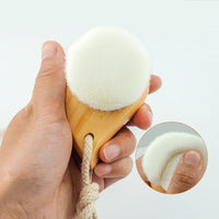 Customize Your Logo-Wood handle face wash brush soft head fibres make up tool