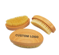 Engrave logo-360 vegan wave beard brush sisal brush beech wood handle wholesale